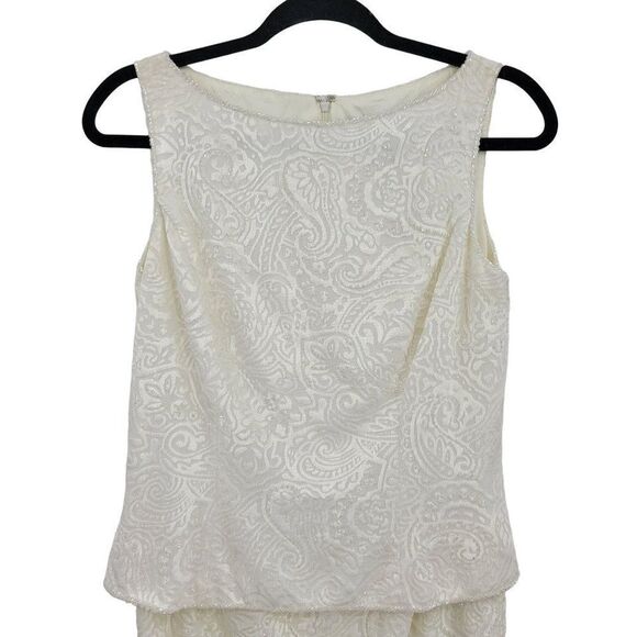 Vintage 80's Marie St. Claire Dress Bride Formal Maxi Embossed Beaded White 6 - Picture 8 of 15